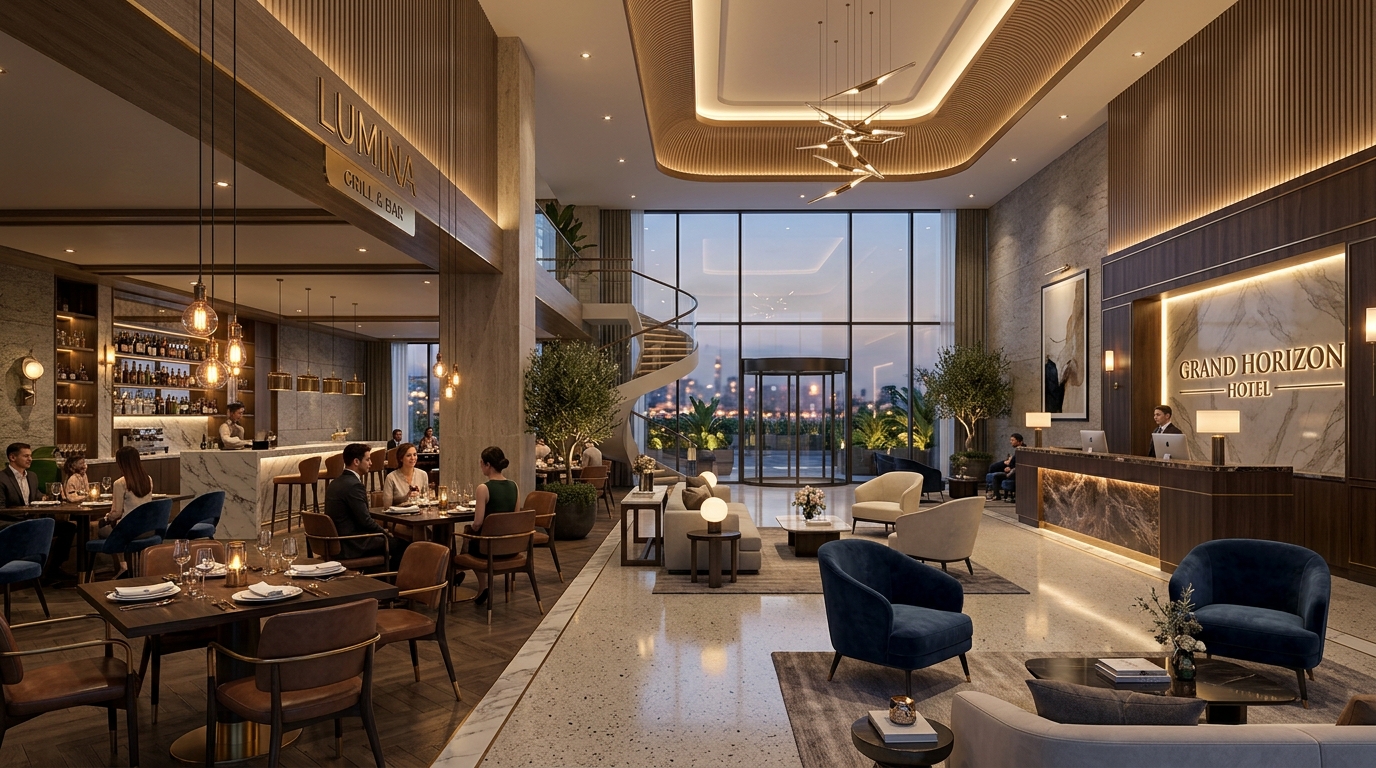 Commercial hotel project design and sourcing